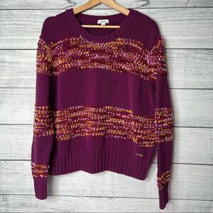 KENSIE Women Purple Multicolor Knit Pullover Sweater XL